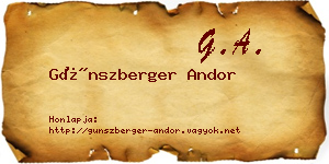 Günszberger Andor névjegykártya